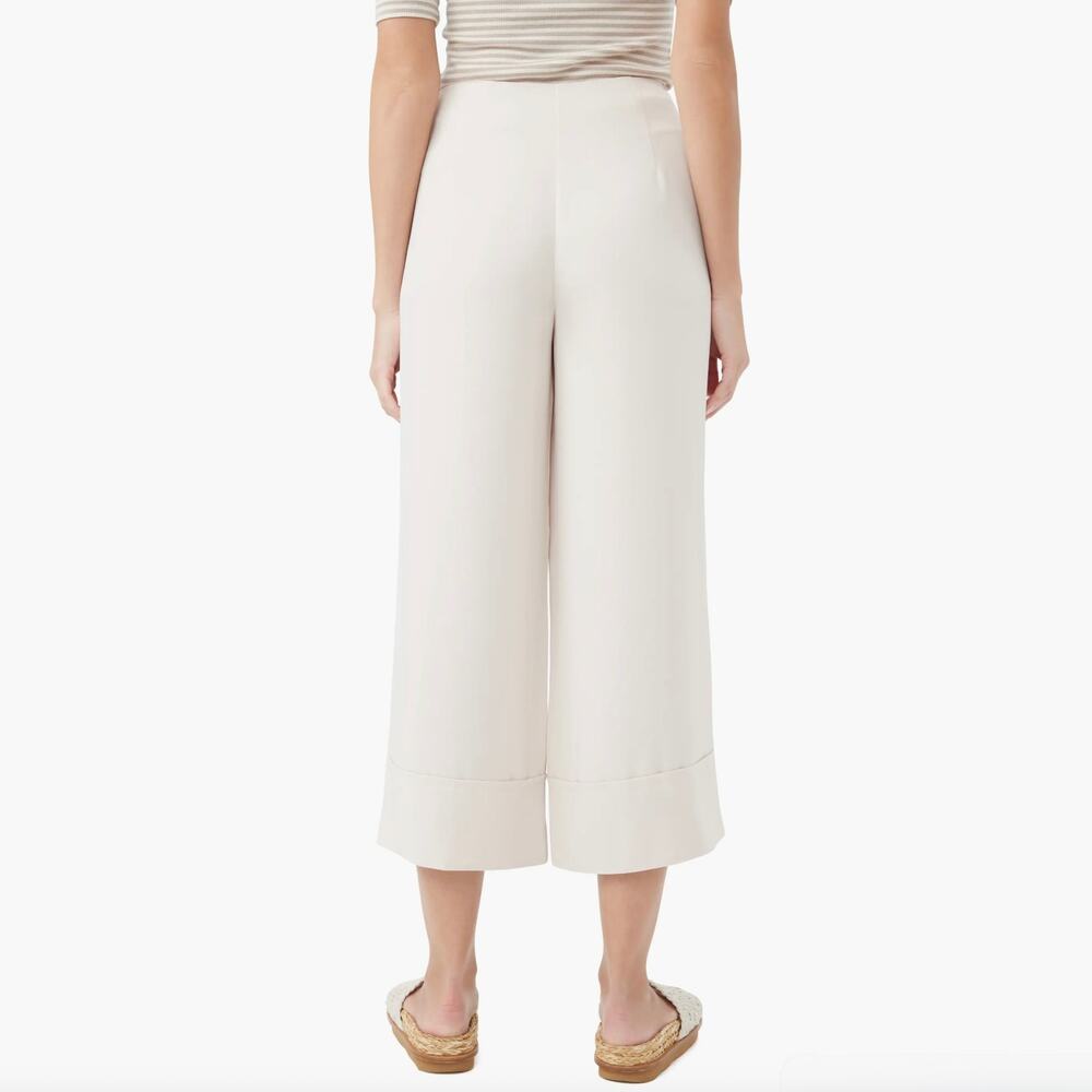 Trina Turk Bahooka Wide Leg Cropped Pant Ecru Size 10 NWT Cuffed Hem - Picture 7 of 15